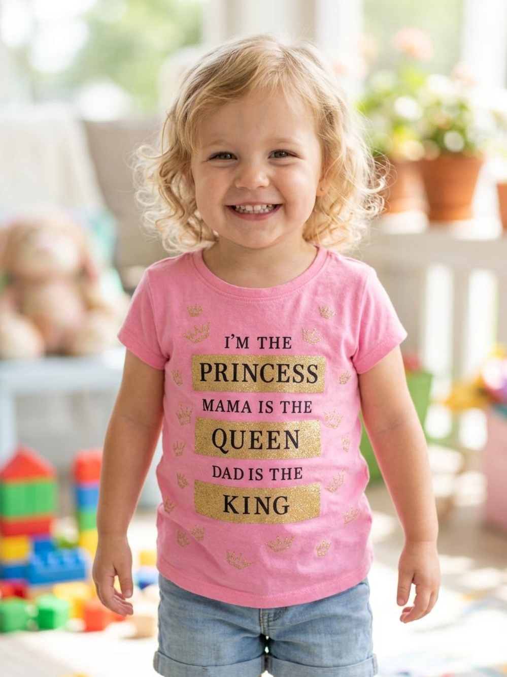 Girls' Pink 'I'm the Princess' Short Sleeve Tee